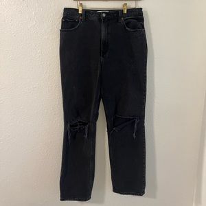 Abercrombie 90s Ultra High Rise Straight Jean | Ripped Black